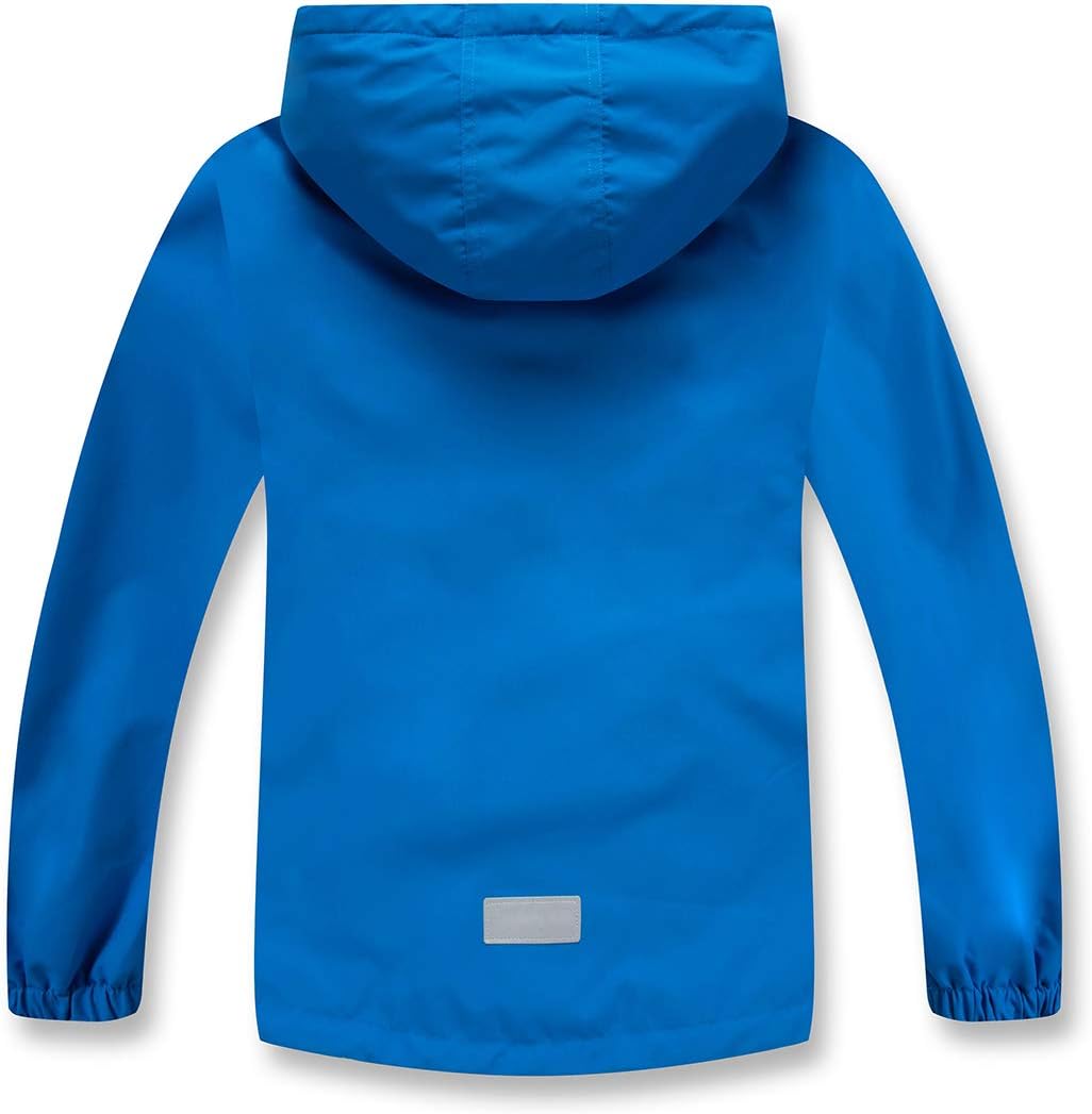 YoungSoul Kinder wasserdichte Regenjacke mit Abnehmbarer Kapuze, Blau