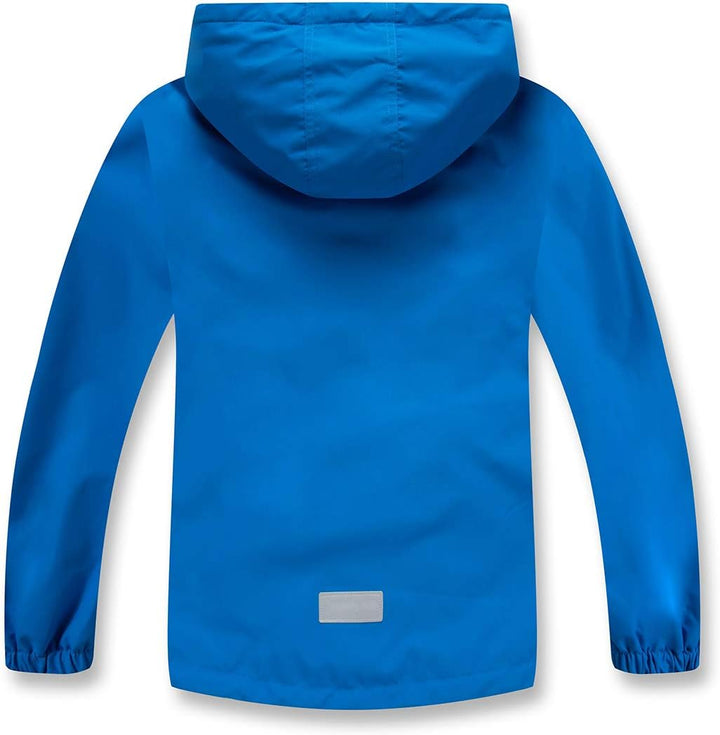 YoungSoul Kinder wasserdichte Regenjacke mit Abnehmbarer Kapuze, Blau