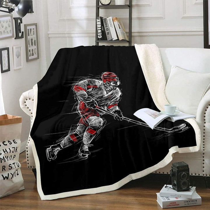Homemissing Eishockey Flanell Fleecedecke Winter Ice Sports Thema Decke 150x200cm für Schlafsofa Cou