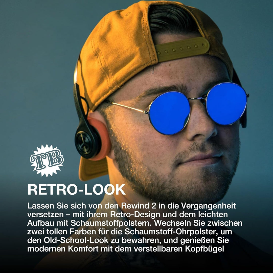 JLab Rewind 2 Retro Kopfhörer - Kleine Bluetooth Kopfhörer Kabellos, 20+ Std Akkulaufzeit, Individue