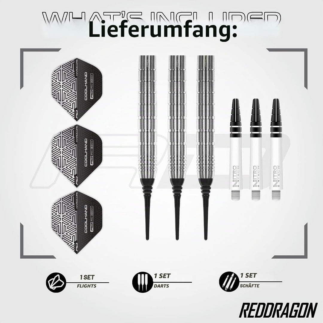 RED DRAGON Luke Humphries TX Softip Serie Premium Wolfram Dart Set mit Flüge und Schäften 18G 1, 18G