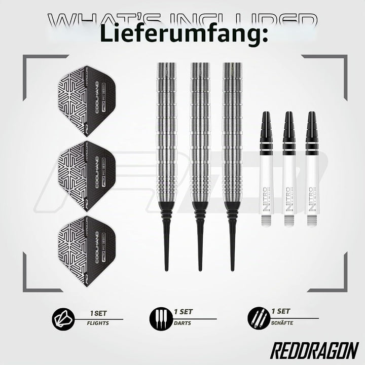 RED DRAGON Luke Humphries TX Softip Serie Premium Wolfram Dart Set mit Flüge und Schäften 18G 1, 18G
