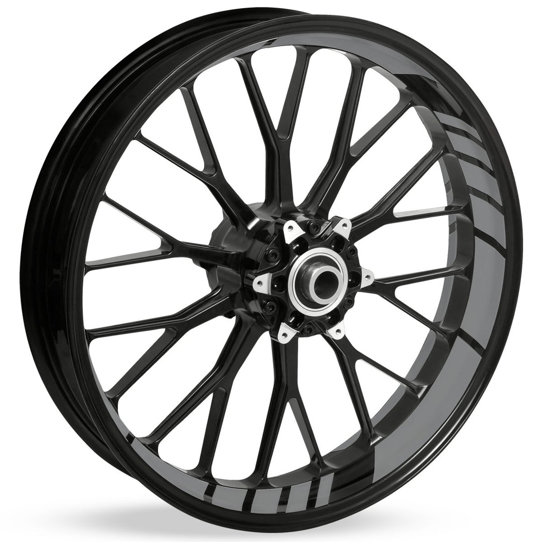 Motoking Felgenbettaufkleber im GP Design - Komplettset für 16" bis 19" - Farbe & Breite wählbar sil