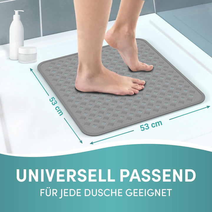 Engelbach® Duschmatte rutschfest 53x53cm - Inklusive Haken zum Aufhängen - 100% BPA-frei - Antirutsc