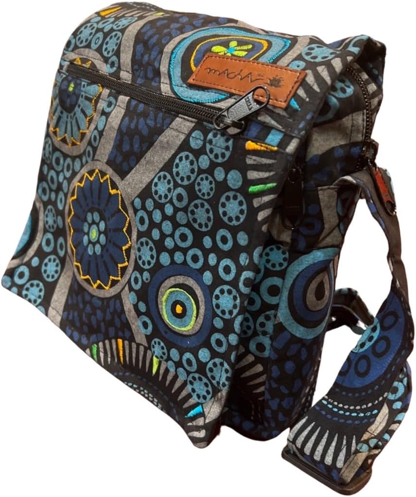 Damen Baumwolle Umhängetasche Indische Ethno Stil Boho Maliprint Tasche Baumwolle satche l mit Klapp