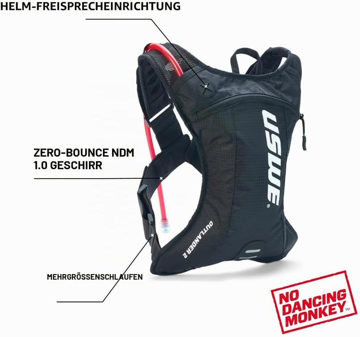 USWE Unisex – Erwachsene Outlander Trinkrucksack Unisize Schwarz, Unisize Schwarz