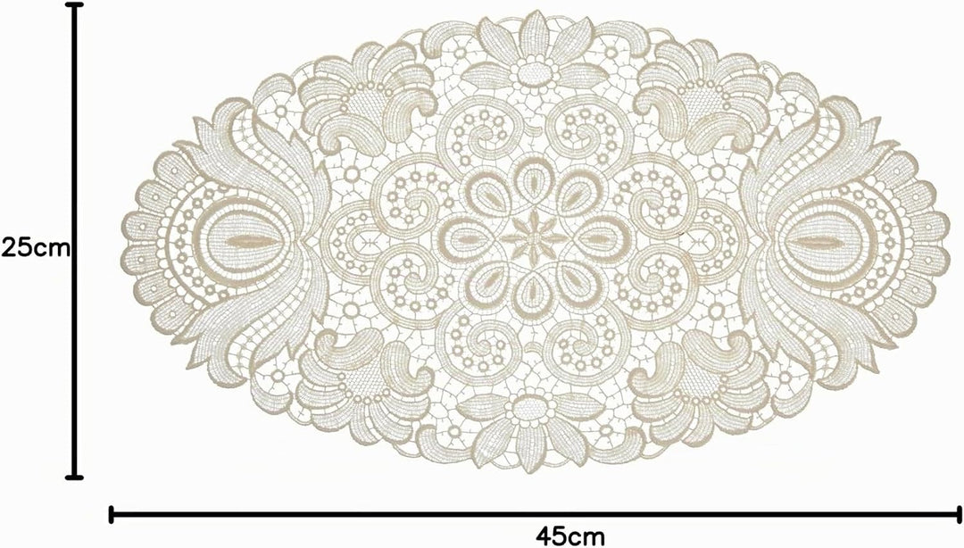 Plauener Spitze by Modespitze 67952 Design Plauen, Gre 25 x 45 cm oval, creme 25 cm x 45 cm oval, 25