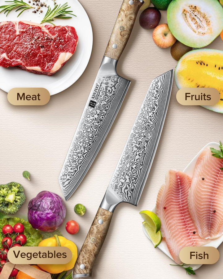 XINZUO Damaststahl 21cm Kiritsuke Kochmesser -Schärfe und Haltbarkeit Damaszener Stahl Küchen Chefme