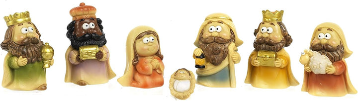 Paben Religiosi Krippen-Set, lustig, 7 Figuren, 4,3 cm, Harz
