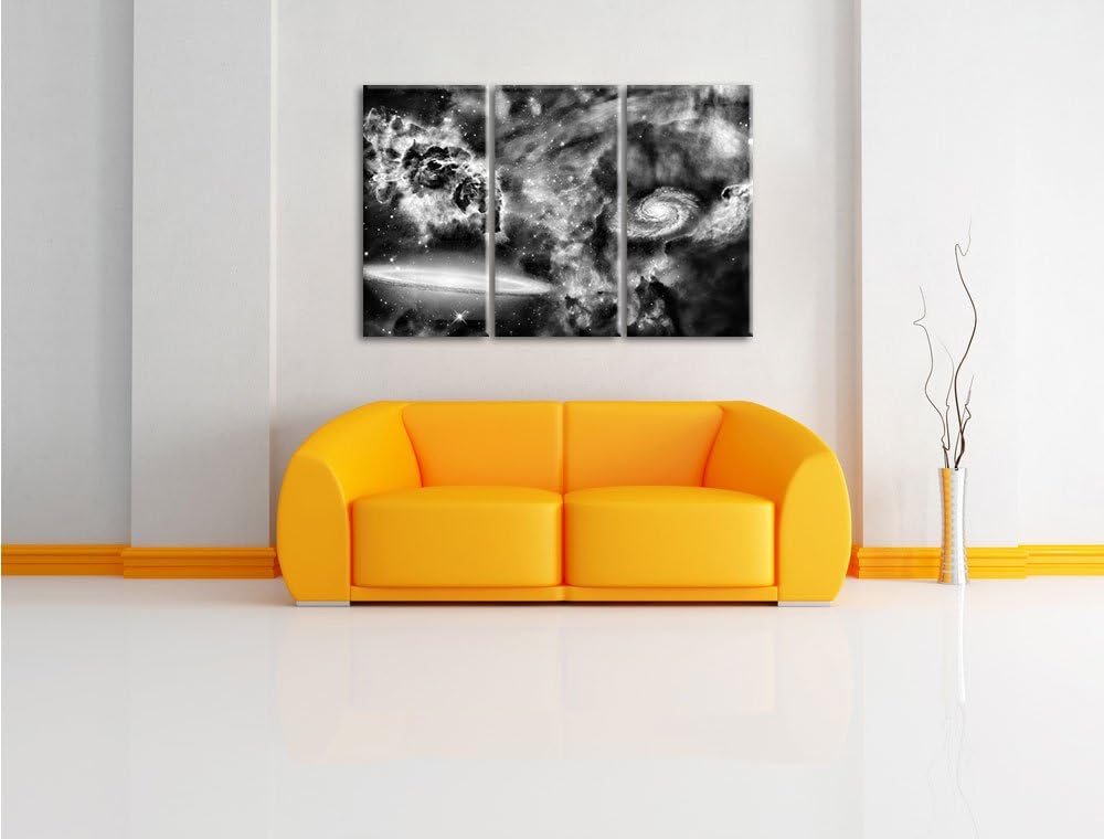Pixxprint Galaxie mit Sternennebel als Leinwandbild/Grösse: 3 Teilig (120x80) cm/Wandbild/Kunstdruck