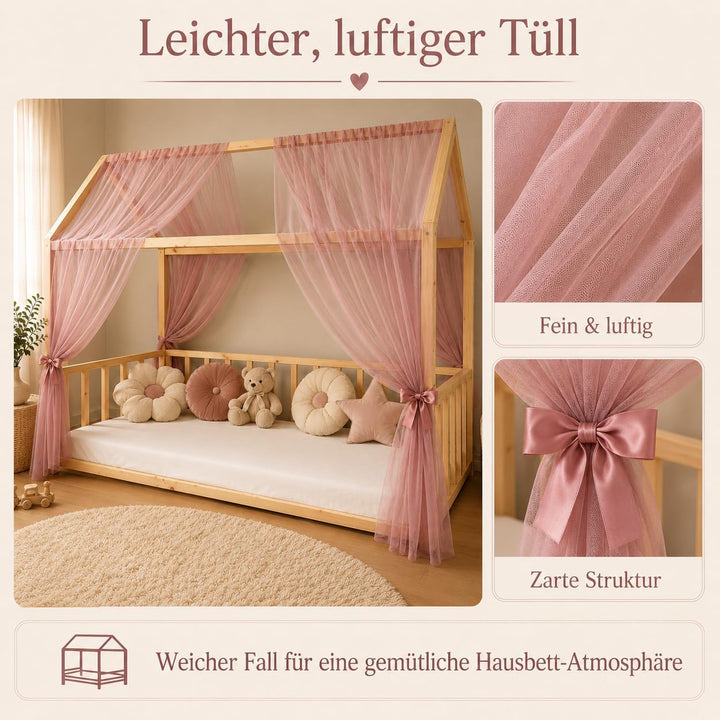 Baby Fancyroom Betthimmel für Hausbett Kinderbett, universell, Premium Tüll, 2-teilig, Hausbetthimme