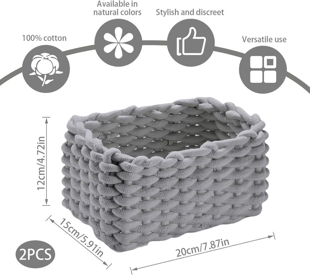 JAONLD 2 Stück Burr Basket 20 x 15 x 12 cm Häkelkorb Quadrat Aufbewahrungskorb Klein Organizer Korb