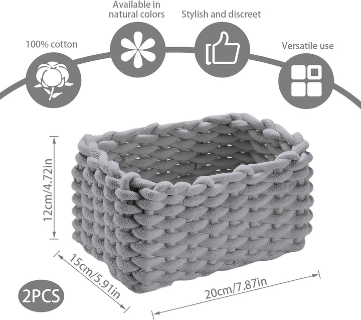 JAONLD 2 Stück Burr Basket 20 x 15 x 12 cm Häkelkorb Quadrat Aufbewahrungskorb Klein Organizer Korb