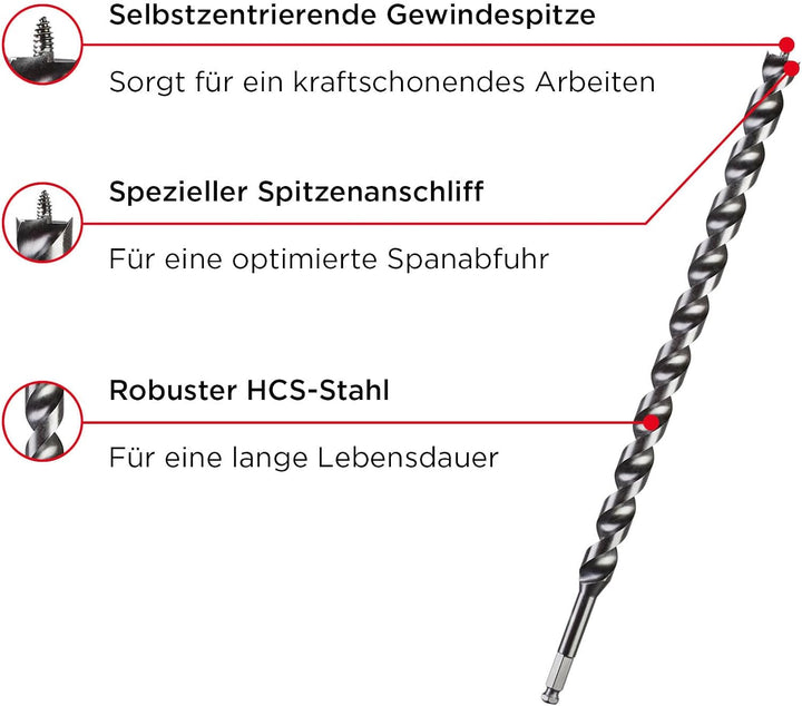 kwb DOUBLE CUT Japan Schlangenbohrer ø 35 mm, 460 mm, PTFE-Antihaftbeschichtung, spezieller Spitzena
