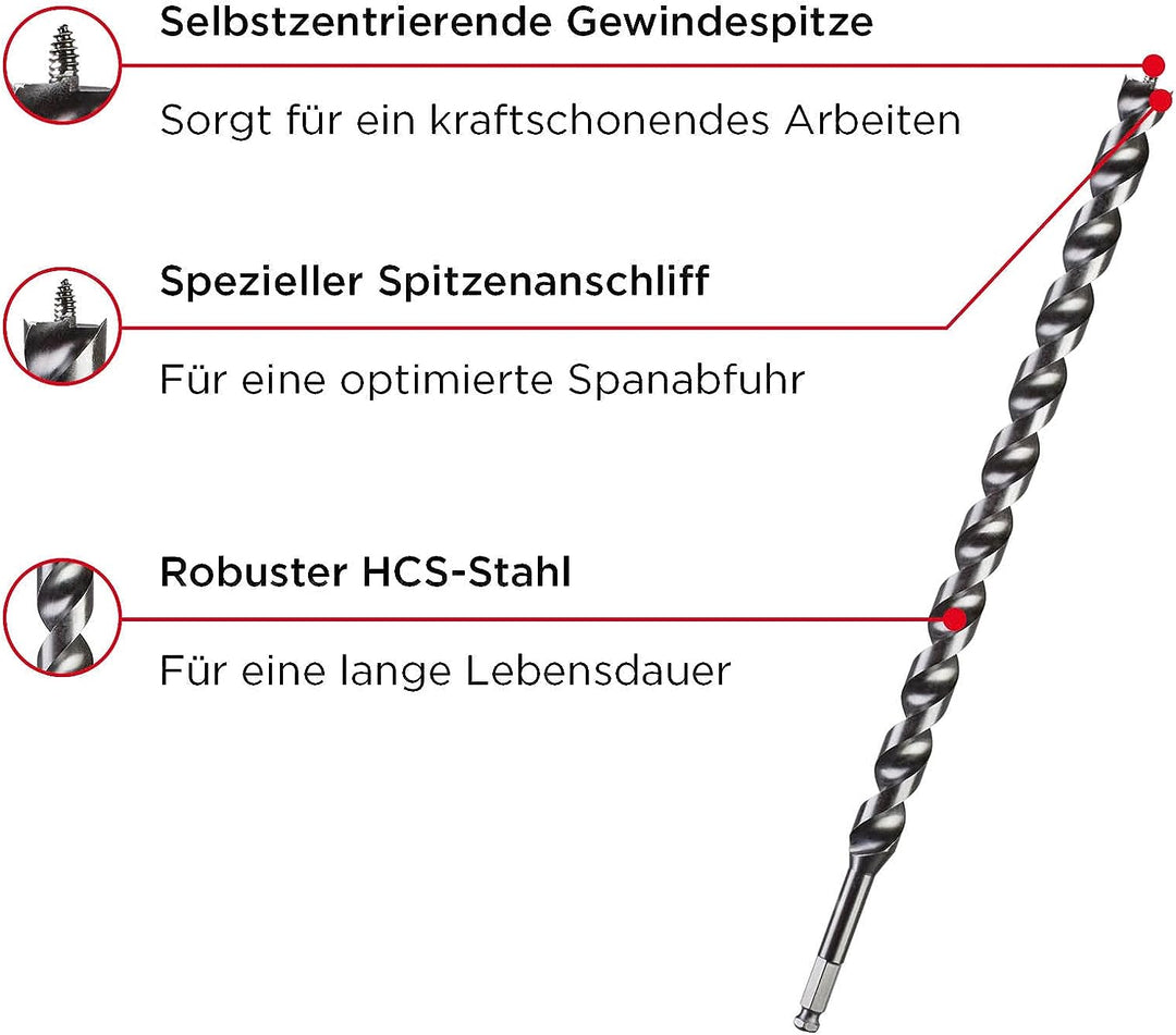 kwb DOUBLE CUT Japan Schlangenbohrer ø 16 mm, 460 mm, PTFE-Antihaftbeschichtung, spezieller Spitzena
