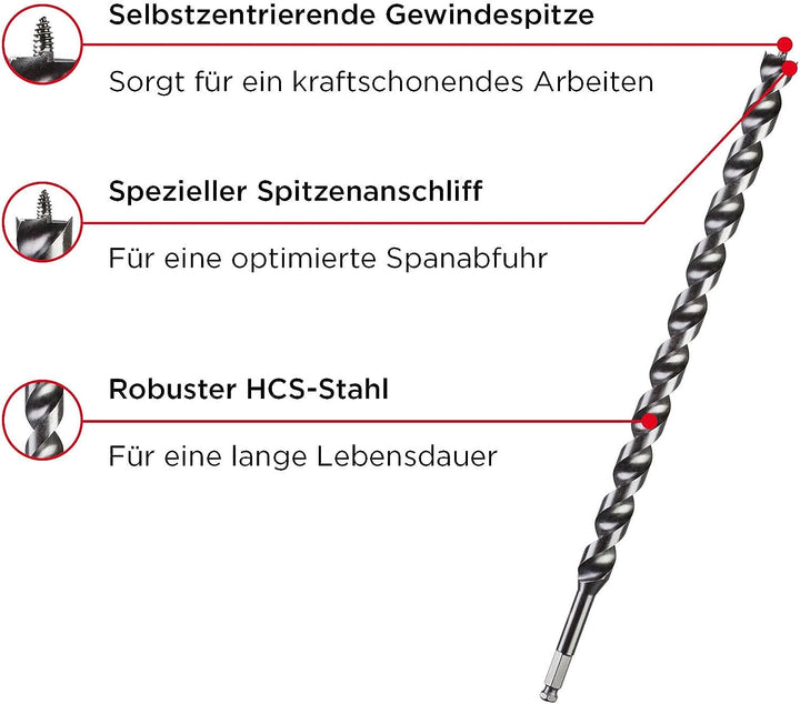 kwb DOUBLE CUT Japan Schlangenbohrer ø 16 mm, 460 mm, PTFE-Antihaftbeschichtung, spezieller Spitzena