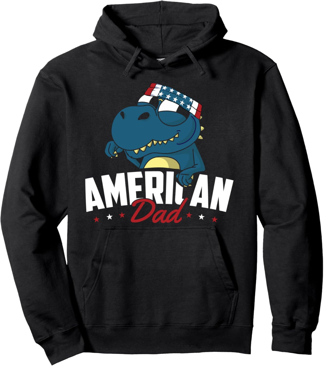 American Dad Fathers Day Funny T-Rex Dinosaur Pullover Hoodie