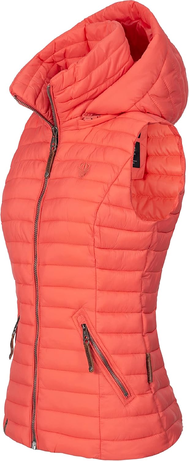 Navahoo Damen Übergangsjacke leichte Steppweste mit Abnehmbarer Kapuze Shadaa XS-3XL XS Coral, XS Co