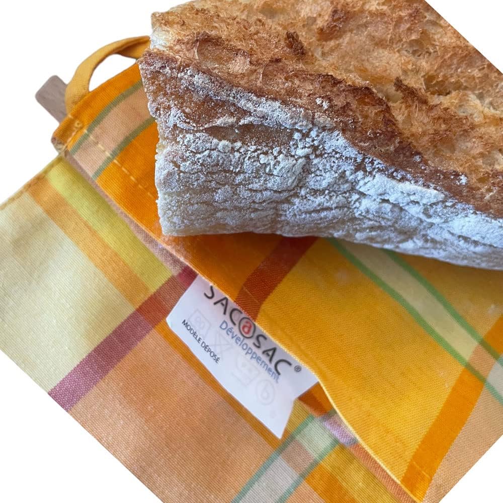 sac a sac SACASAC - Baguette-Tragetasche, kariert, 100% Baumwolle, 66 x 22 cm