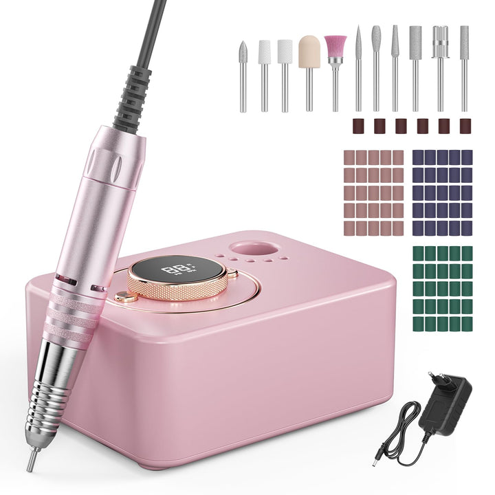 Elektrischer Nagelbohrer Professional,35000RPM Mehrere Zubehör, Nagelbohrmaschine mit 11 Bohrböcken