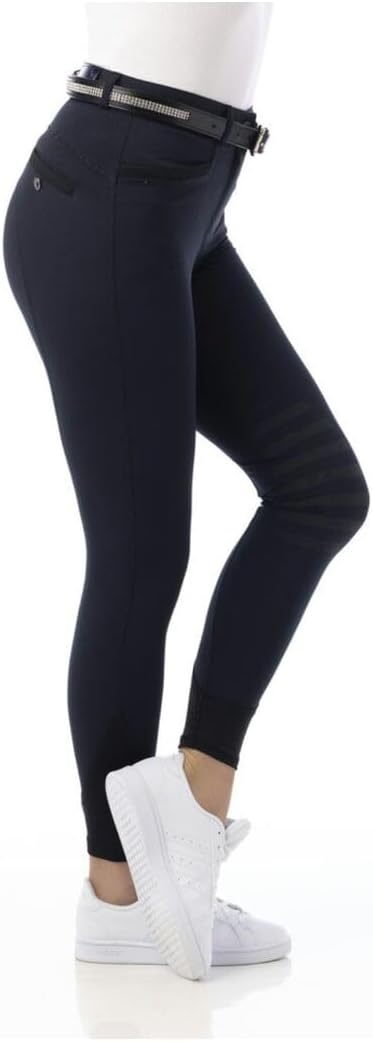 Equi-Theme Damen Reithose Silikon Kniebesatz SAFIR in 4 edlen Farben, Marine-40 Marine