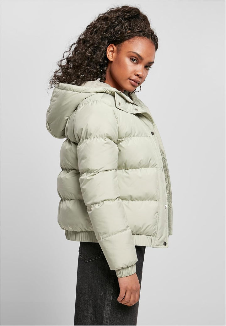 Urban Classics Damen Ladies Hooded Puffer Jacket Jacke XL softsalvia, XL softsalvia