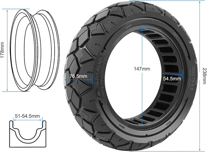 10x2,75-6,5 Vollreifen 10x2,70-6,5 Solide Reifen für Hitway H5/HB24/Hiboy Max3/Speedway 5/KuKirin G3