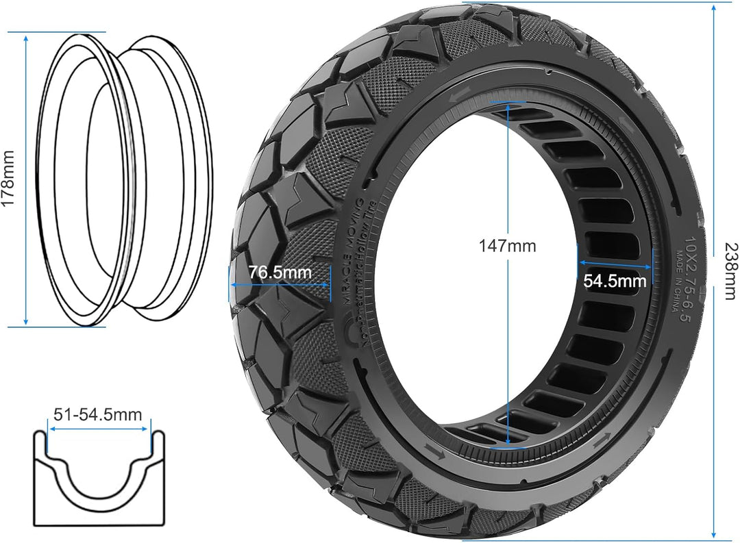 10x2,75-6,5 Vollreifen 10x2,70-6,5 Solide Reifen für Hitway H5/HB24/Hiboy Max3/Speedway 5/KuKirin G3