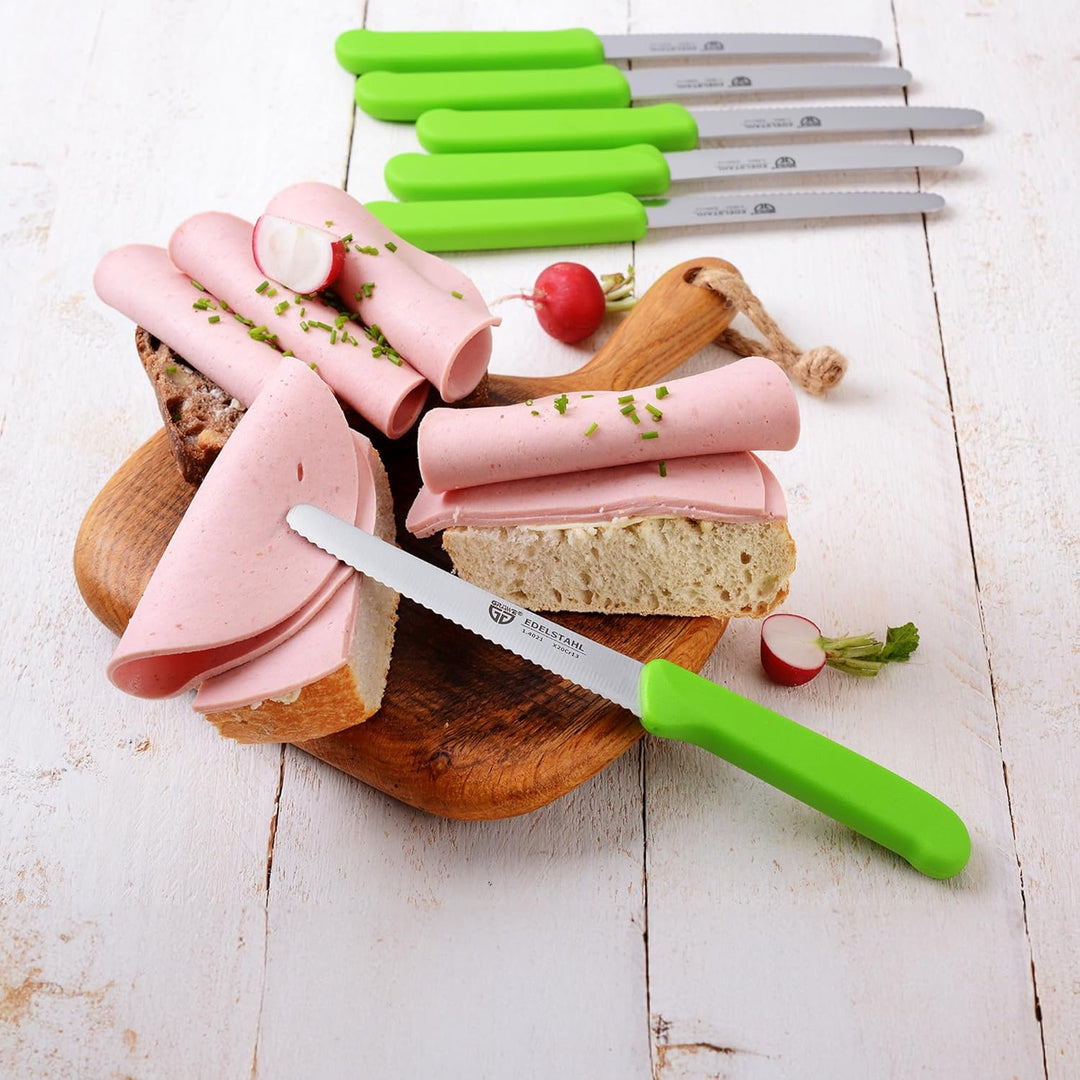 GRÄWE Magnet-Messerhalter Bambus mit Brötchenmessern grün Grün 6er Messerset inkl. Messerblock, Grün