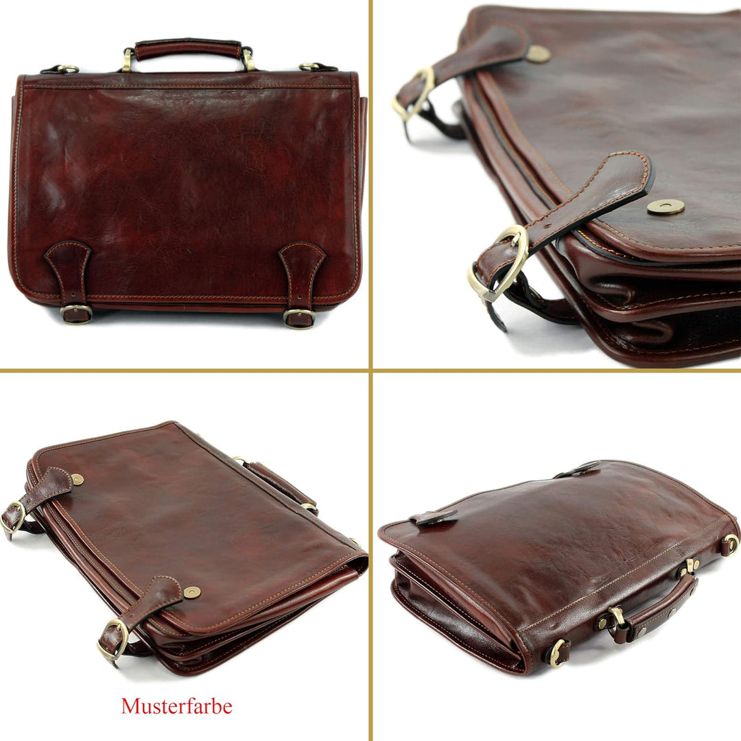 modamoda de - A006 - ital. Business Laptop Akten Tasche Leder Dunkelbraun, Dunkelbraun