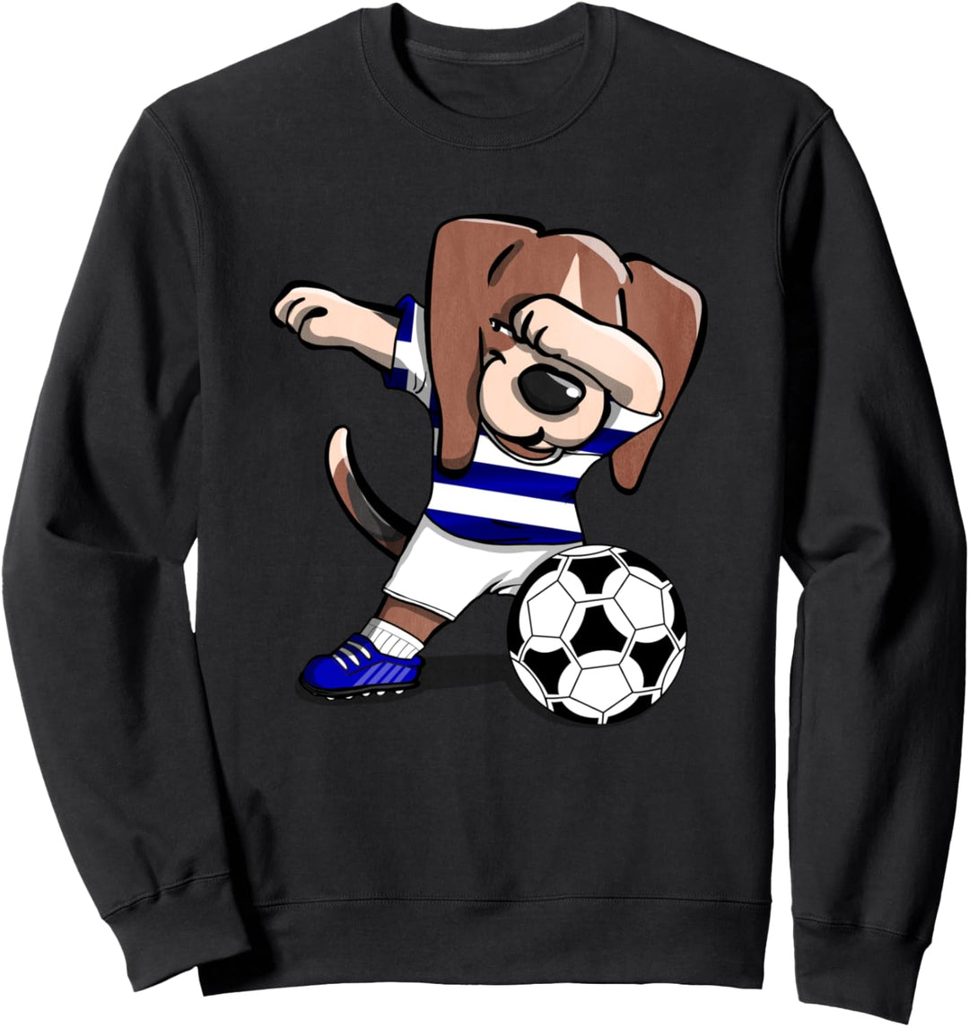 Dabbing Beagle Dog Griechenland Fussball - Griechische Flagge Sweatshirt