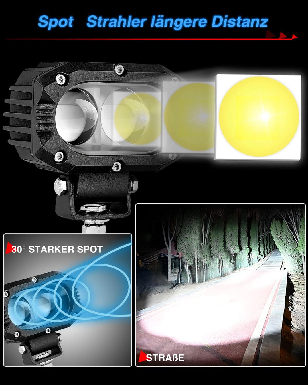 CO LIGHT LED Arbeitsscheinwerfer 12v Led Scheinwerfer 24v Zusatzscheinwerfer auto 4 zoll 2 stück×48W