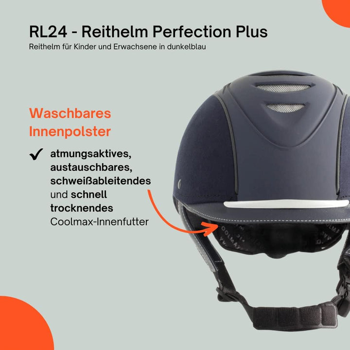 RL24 - Reithelm Perfection Plus | atmungsaktives &amp; waschbares Innenfutter | Reitkappe mit Kinn- &amp; Na