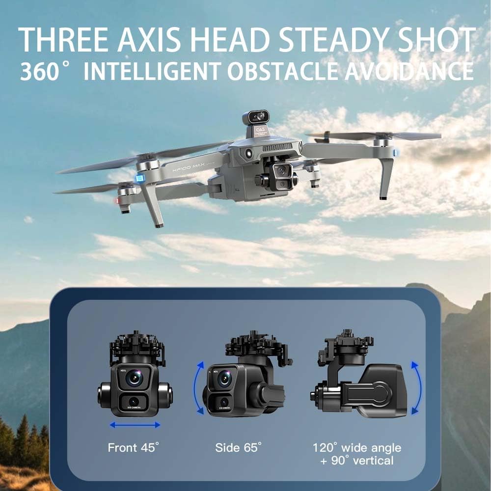 X-Verse KF100MAX Drohne mit Kameras 4K HD EIS, Bildschirmfernsteuerung, RC 6km, 3 Achsen Gimbal, 360