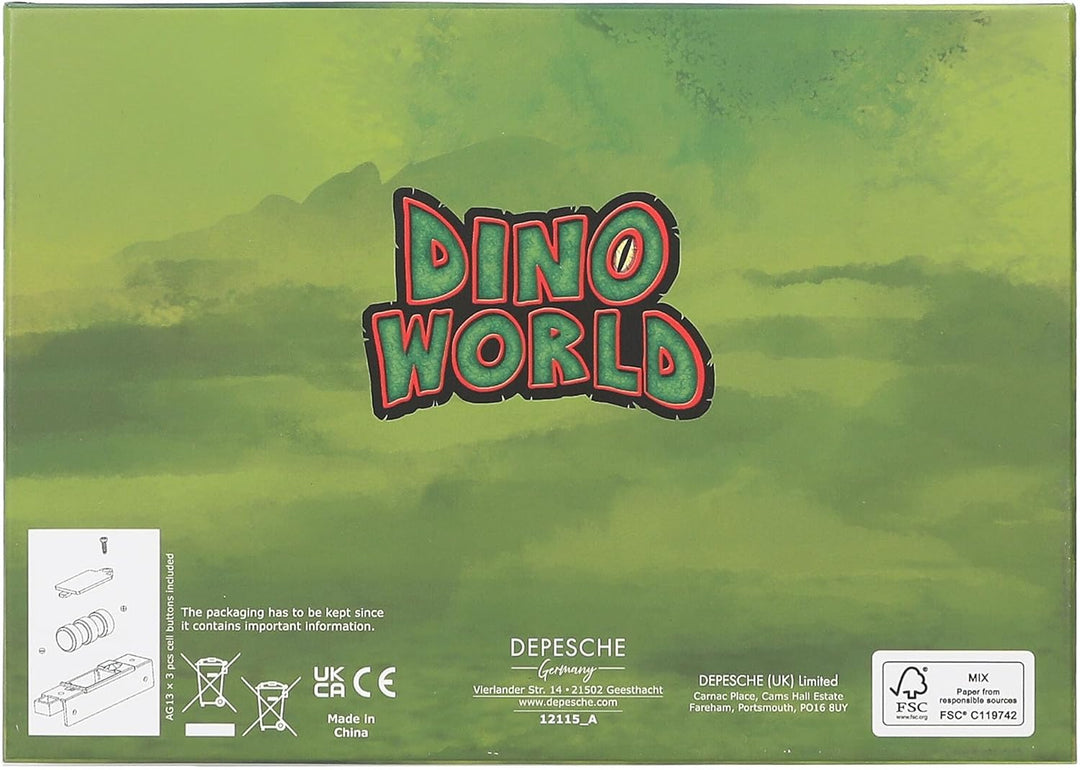 Depesche 12115 Dino World - Schatztruhe mit Code, Sound und Licht, ca. 15 x 20 x 12,5 cm gross, Kist