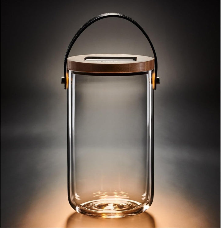 Lumix® LED Deco Glass Long Solarlicht Dekoleuchte Sonnenglas Solarlampe mit Bambusdeckel Mundgeblase