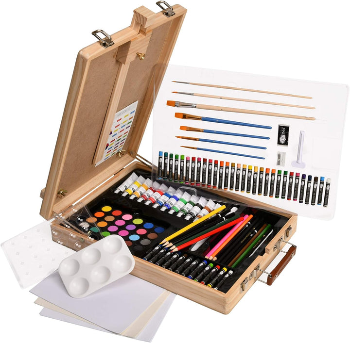 Artina 188tlg Malset Vincent mit Kofferstaffelei - XXL Malkoffer Set mit Acrylfarben, Ölkreide, Aqua