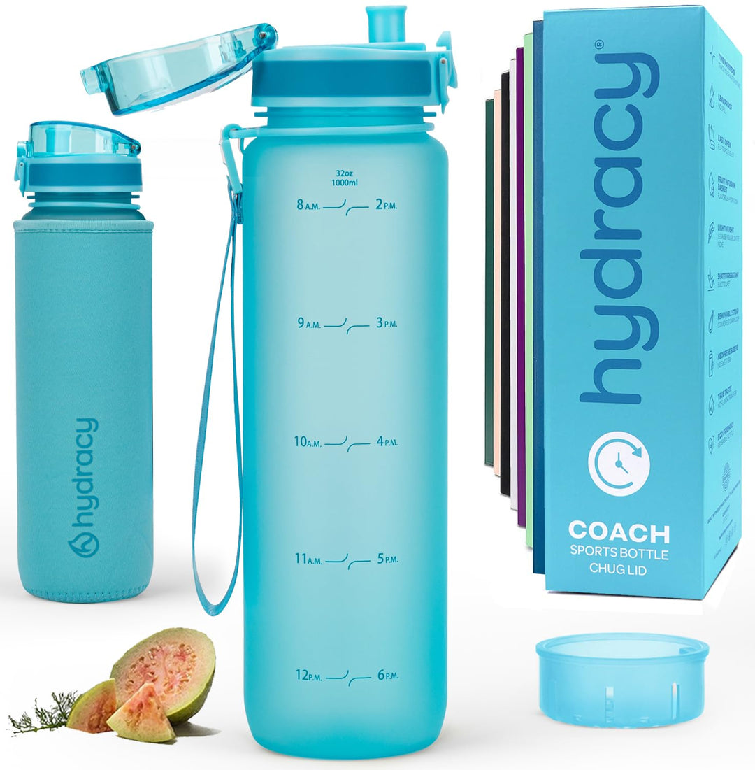 Hydracy Trinkflasche mit Fruchteinsatz - 1L Wasserflasche - BPA-freie Trinkflasche mit Zeitmarkierun