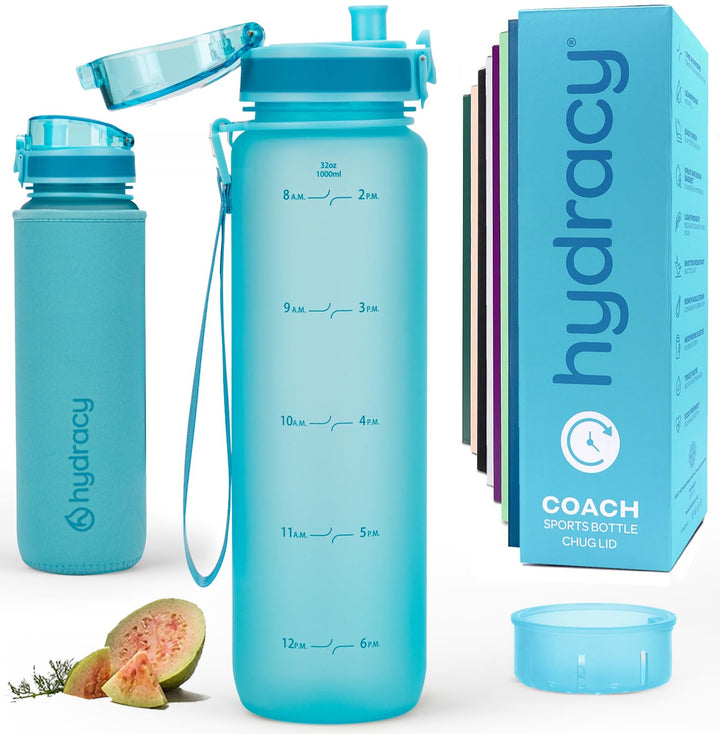 Hydracy Trinkflasche mit Fruchteinsatz - 1L Wasserflasche - BPA-freie Trinkflasche mit Zeitmarkierun