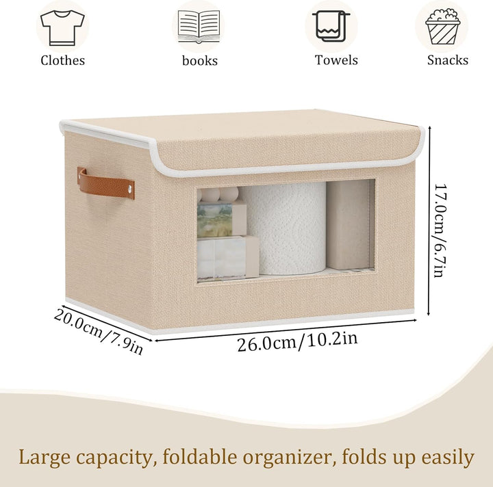 Aufbewahrungsbox mit Deckel Stoff, Schrank Organizer Kleiderschrank, Aufbewahrungsboxn mit Fenster,