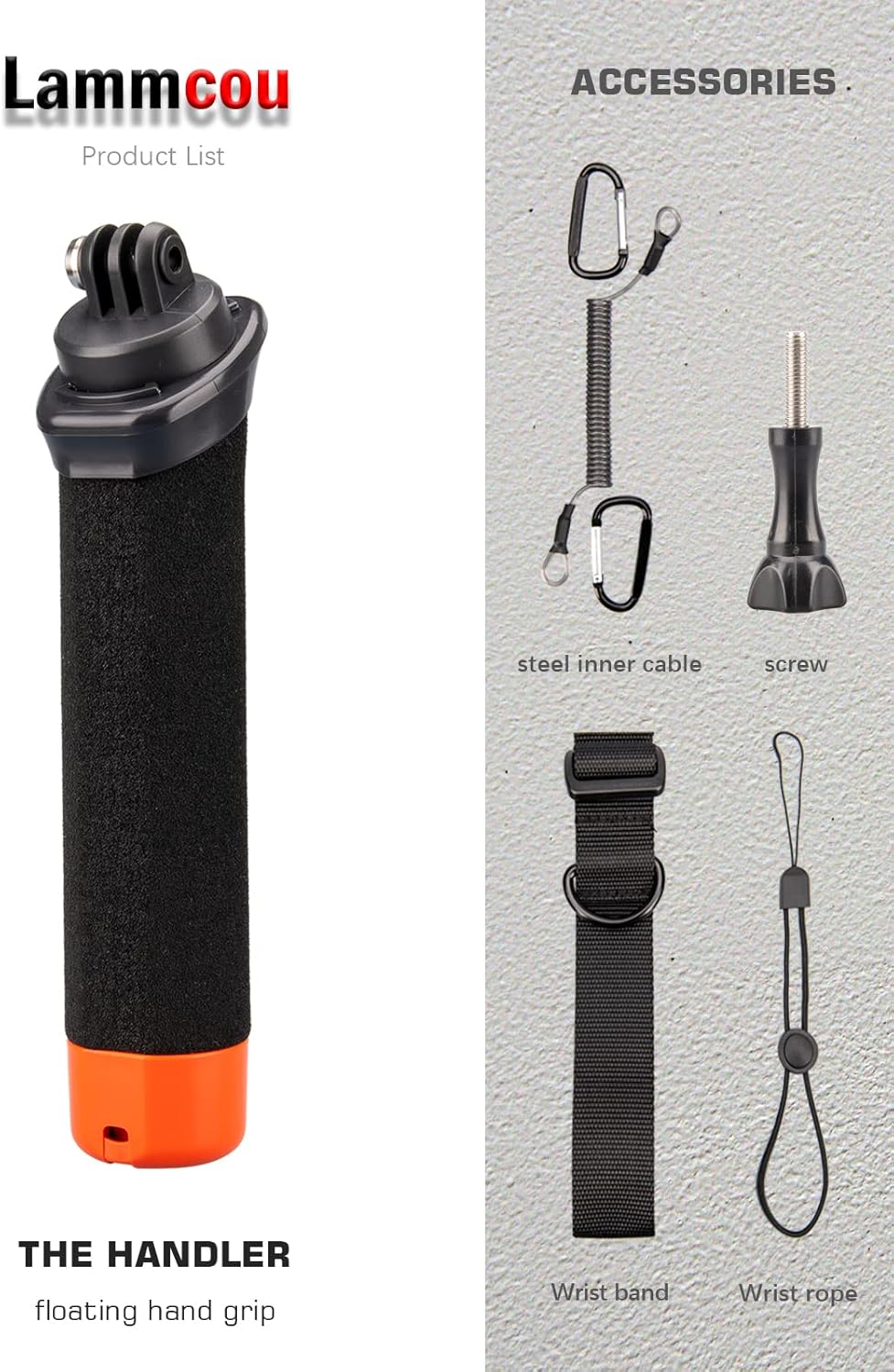 Lammcou Schwimmender Griff, Go Pro Schwimmfähiger Handgriff Wasserdichter Handler Tauchen Einbeinsta