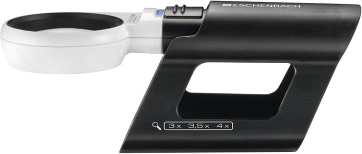 Eschenbach 15114 Optik Lupe Handlupe mit LED-Beleuchtung mobiluxLED Vergrösserng: 4X Linsengrösse: 7