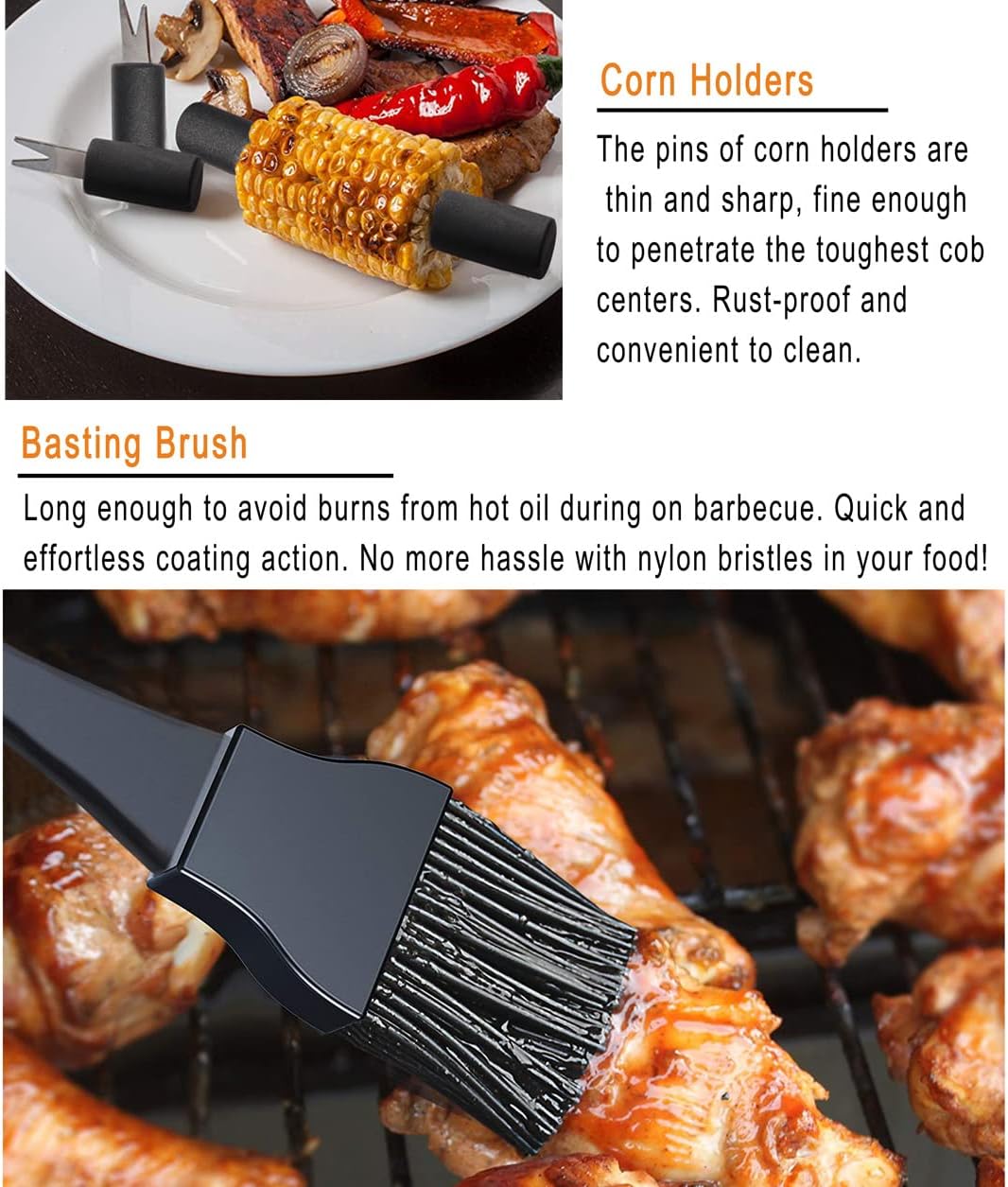 grilljoy Grillbesteck Set 24-teilig aus Edelstahl mit Aluminiumkoffer – Hitzebeständige Griffe & rut