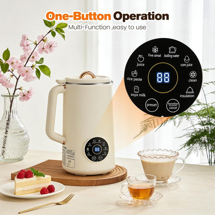 Nussmilchmaschine, 1000ML 8-in-1 Sojamilch Maschine, Automatische Warmhaltefunktion & Selbstreinigun