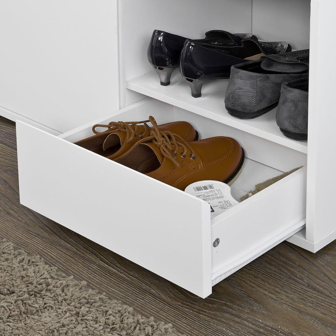 SoBuy FSR37-W Sitzbank mit Sitzkissen Schuhschrank Garderobenbank Bettbank weiss BHT ca: 80x46x35cm