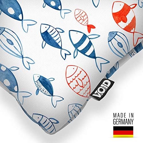 VOID Fischschwarm Blau Rot Kissenbezug Kissenhülle Sofakissen Kissen Deko Outdoor-Kissen Dekokissen,