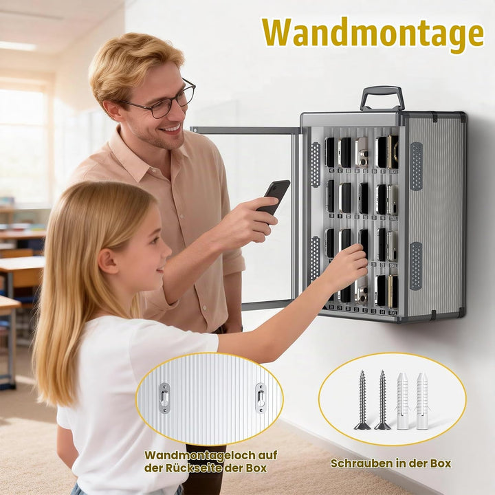 Handy-aufbewahrungsschrank, Handy-schliessfach aufbewahrungsschrank [Wandmontiert] [Aluminiumlegieru