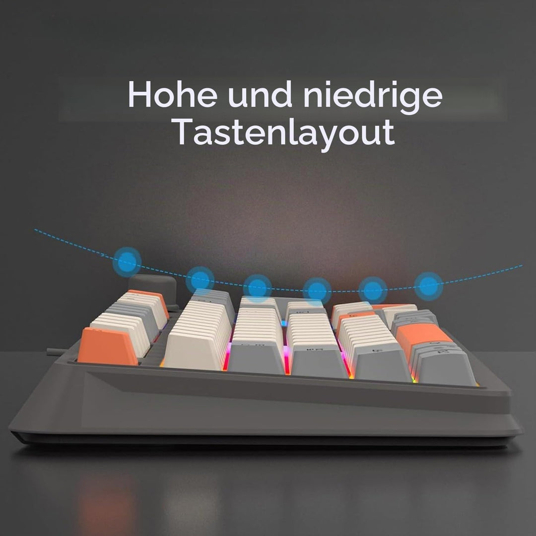 Kompakte Kabelgebundene Gaming Tastatur mit 94 Tasten Mechanisch 3 Farben Gemischte Tastenkappen Coo