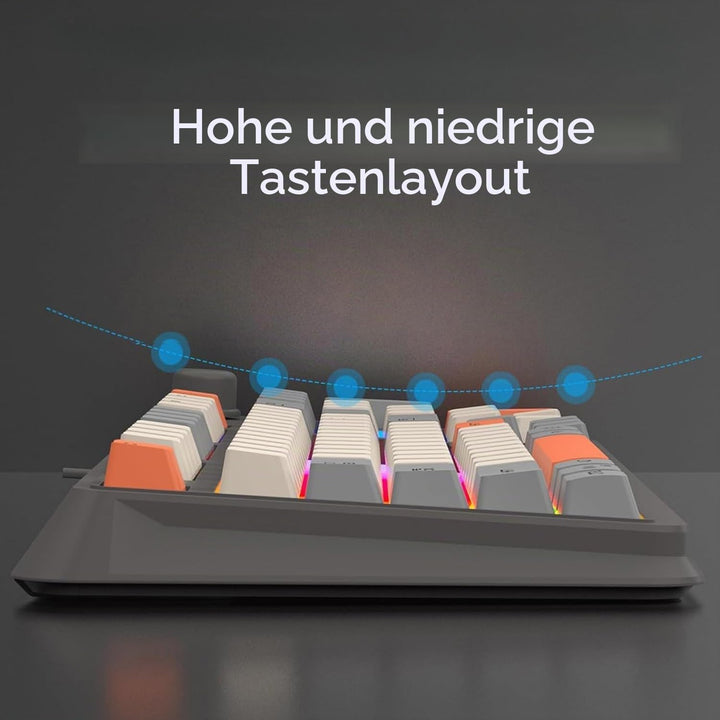 Kompakte Kabelgebundene Gaming Tastatur mit 94 Tasten Mechanisch 3 Farben Gemischte Tastenkappen Coo