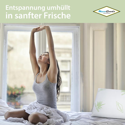 MaxxGoods - orthopädisches Nackenstützkissen mit Aloe Vera aus Visco-Gelschaum - 42cm x 70cm x 9cm -